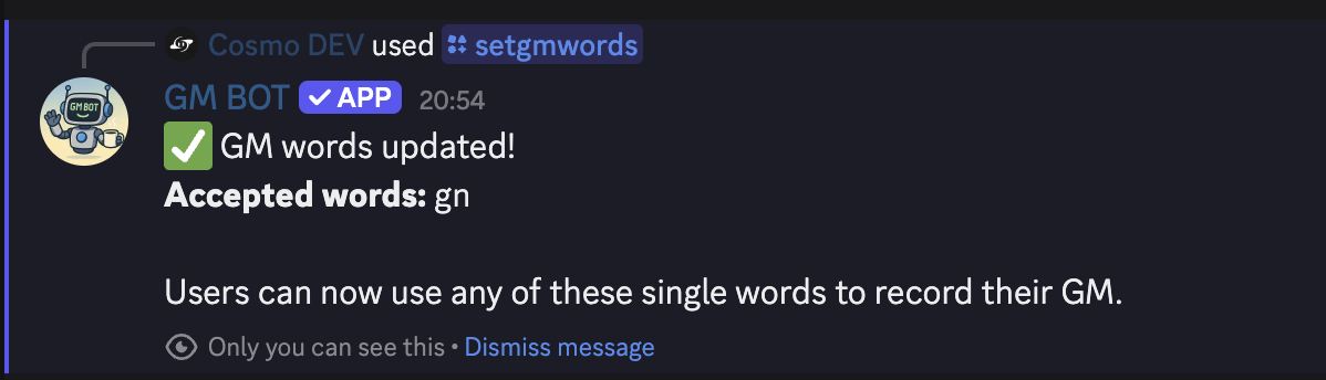 Set GM Words Command