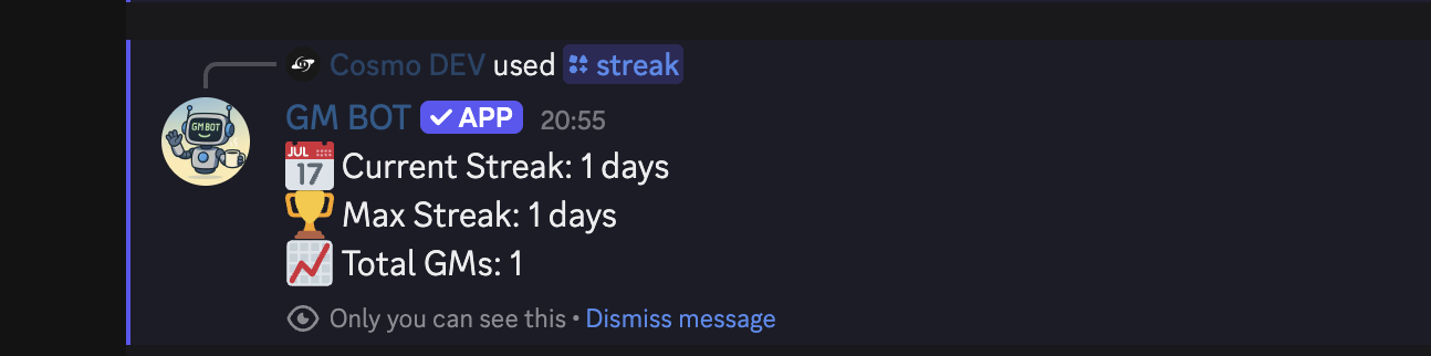 Personal Streak Command