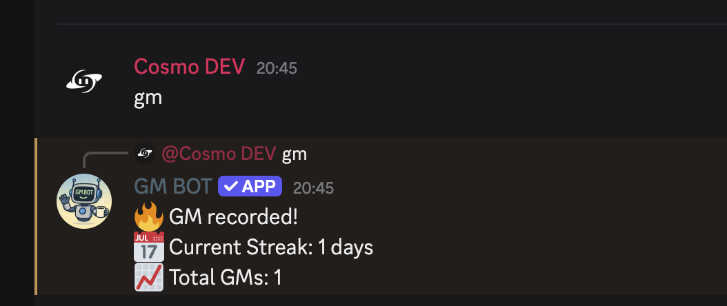 Live GM Message Example